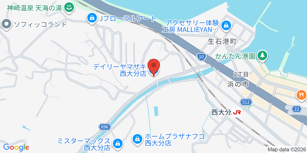 デイリーヤマザキ西大分店 の地図